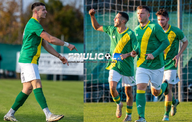 Nel match valido come anticipo dell’undicesima giornata del campionato di Promozione i gialloverdi si impongono per 2-1 e, in attesa delle risposte di Teor e Azzurra Premariacco, conquistano il primato solitario della classifica